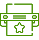 Printer icon featuring a prominent star, symbolizing quality or special features.