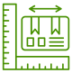 A green line icon featuring a ruler positioned next to an open book, symbolizing measurement and learning.