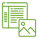 A green icon featuring a mountain alongside a sheet of paper, symbolizing nature and documentation.