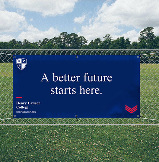 A banner displaying the phrase A better future starts here, emphasizing hope and progress for the future.