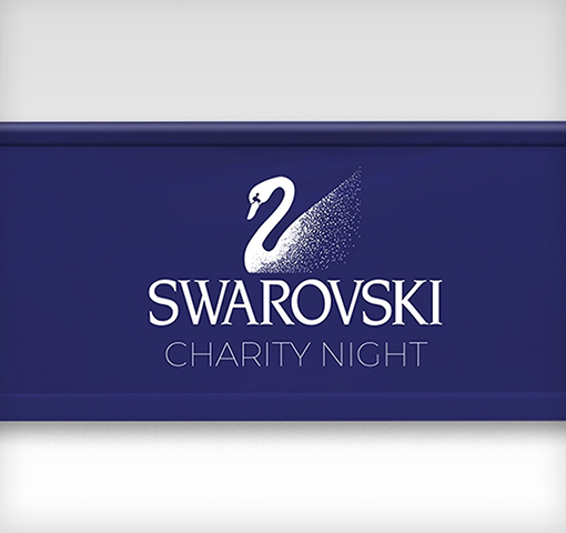 Swarovski Charity Night logo featuring elegant design elements symbolizing philanthropy and luxury.