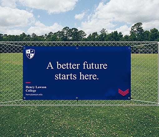 A banner displaying the message 'A better future starts here,' emphasizing hope and progress.