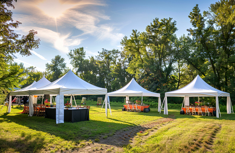 Outdoor wedding tent rentals in Minneapolis, showcasing elegant setups for a beautiful celebration under the open sky.