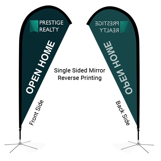 single sided mirror reverse printing teardrop flag