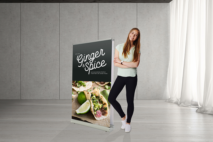 Double Sided Retractable Banner - 33 inch W x 59 inch H