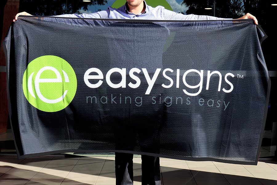 Fabric Mesh Banner with Full Colour Print finished with Hemmed Edges