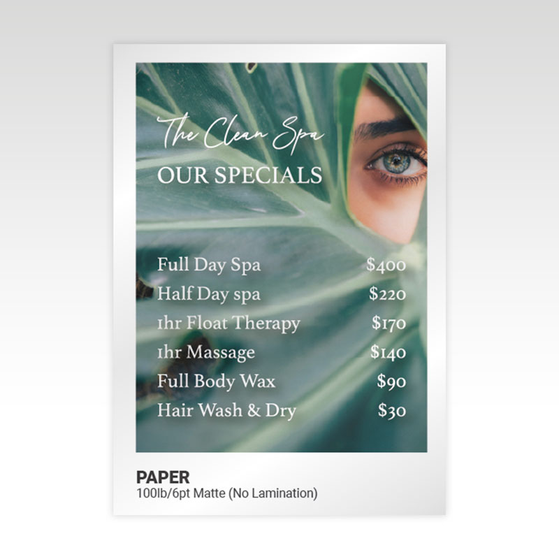 100lb/6pt Matte Text (No Lamination)